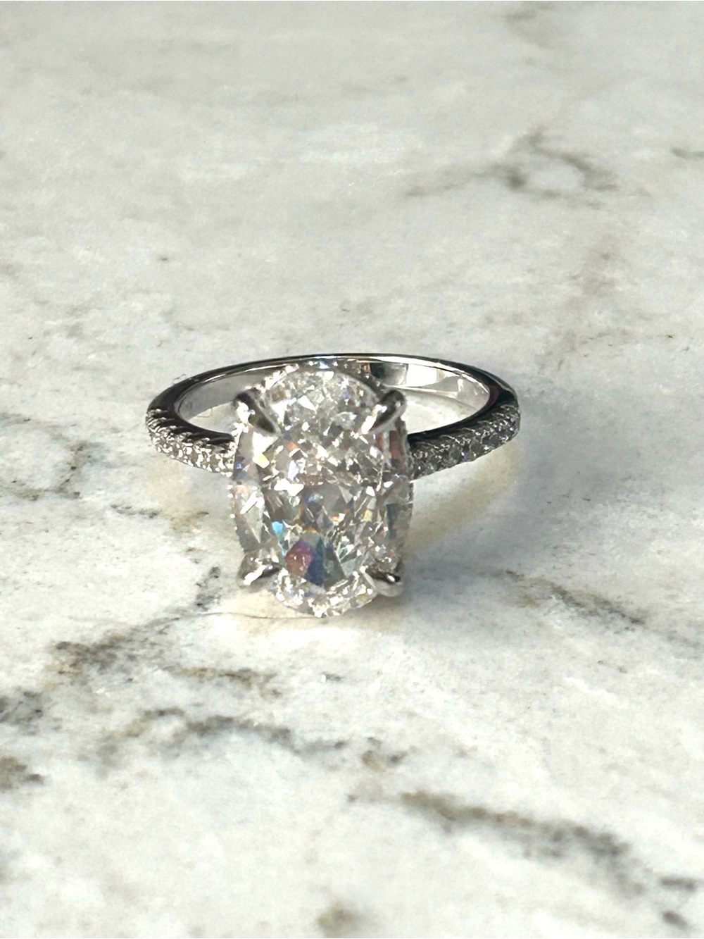 Sterling Silver Oval Cut 4ct CZ Solitaire Engagement Ring, size 6